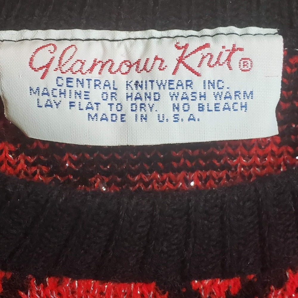 Glamour Knit Pullover Crew Sweater Red and Black Vintage Women's Small Casual - Picture 7 of 8
